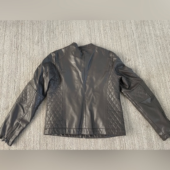 Dark gray pleather moto jacket - Picture 1 of 4